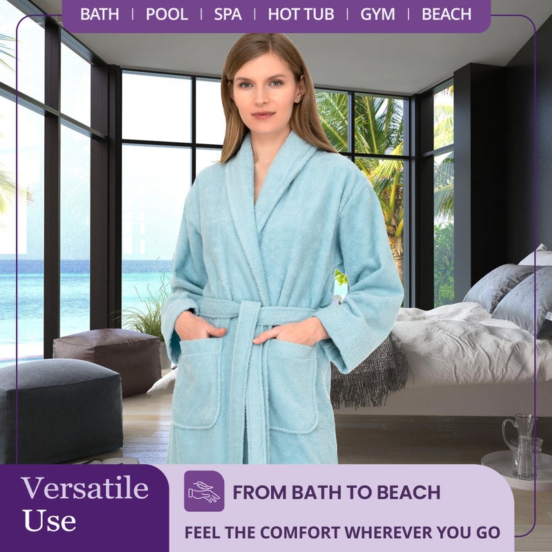 TowelSelections Womens Robe 100% Cotton Terry Cloth Towel Bathrobe Luxuriously Soft Shawl Collar Bath Robe for Women Small-Medium Lotus - Image 4