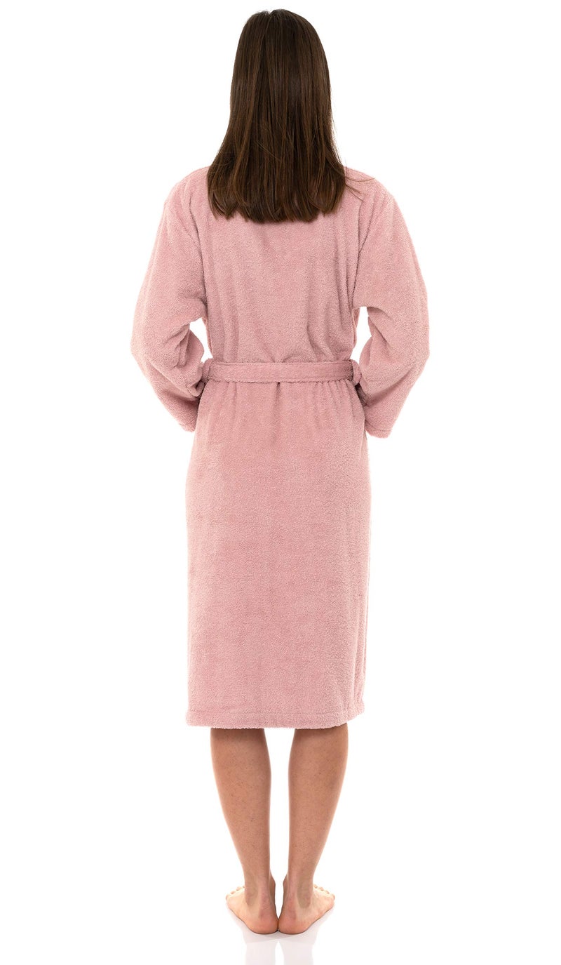 TowelSelections Womens Robe 100% Cotton Terry Cloth Towel Bathrobe Luxuriously Soft Shawl Collar Bath Robe for Women Small-Medium Lotus - Image 2