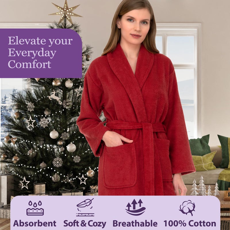 TowelSelections Womens Robe 100% Cotton Terry Cloth Towel Bathrobe Luxuriously Soft Shawl Collar Bath Robe for Women Small-Medium Lotus - Image 5