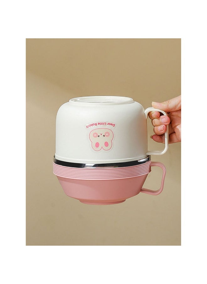 LITTLE SURPRISE BOX Cream & Pink Rabbit  Stainless Steel Dual Handle Soup and Noodles Lunch Box for Kids and Adults  - Image 5