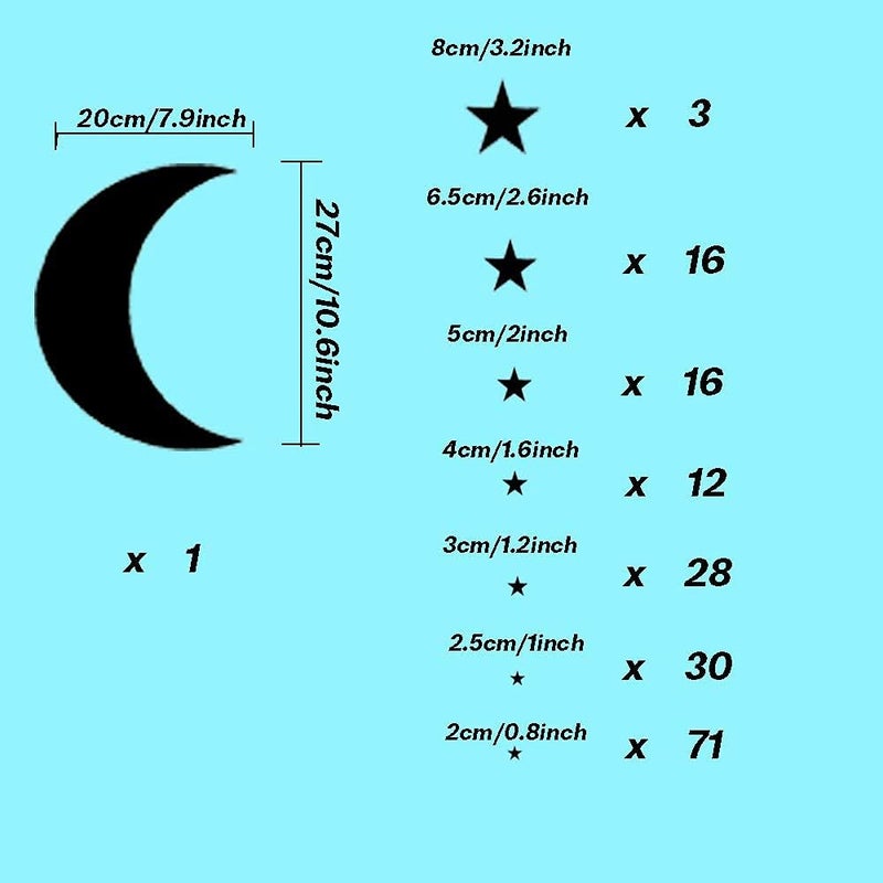thovorrnl Moon and Stars Wall Decal Vinyl Sticker Removable Children Kids Art DIY Sticker Mural for Boy Girls Baby Room Decoration Good Night Nursery Wall Decor Home House Bedroom Design Black - Image 2
