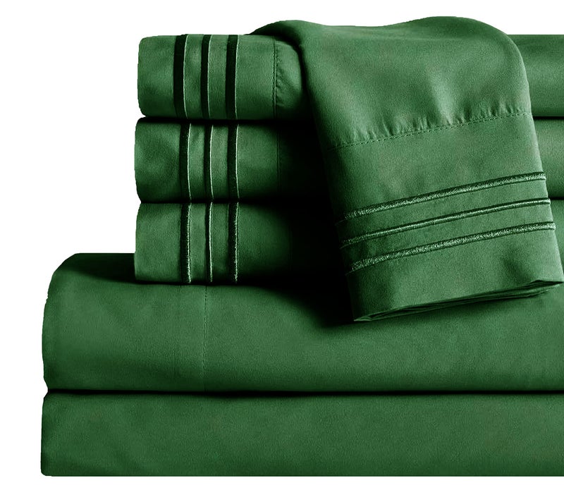 Mocassi Twin XL Sheet Set - Luxury Hotel 1800 Thread Count Bedding Sheets & Pillowcases - Ultra Soft Breathable & Cooling Bed Sheet Set - Wrinkle Resistant - 4 Piece Set - Twin XL  Emerald Green - Image 1