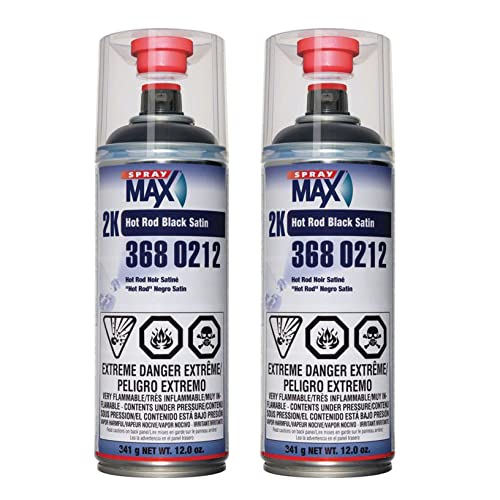 Spray max 2K Hot Rod Satin Black Spray Paint,Automotive Topcoat With Long Lasting and Durable Finish, High Chemical and Weather Resistance,2 Pack - Image 1