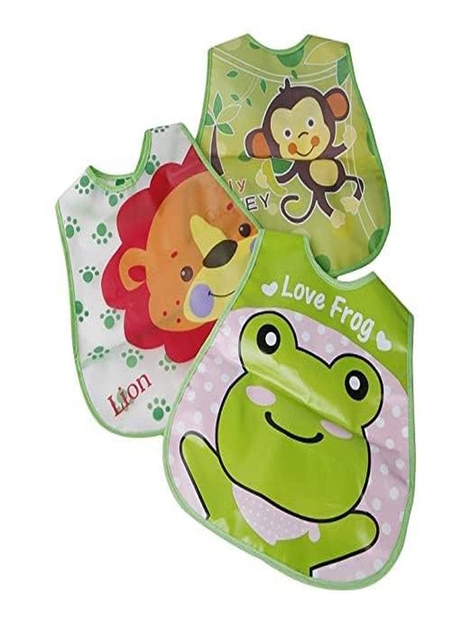 Ess Cubes Enterprise Cartoon Animal Waterproof Reusable Plastic Silicone Baby girl boys Bibs Apron for Lunch Dinner Breakfast Feeding Babies Unisex Children fast dry Mix Color 6+ Months (5) - Image 4