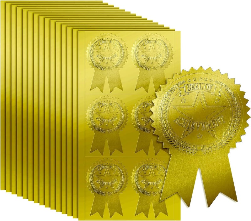 كلاراكو 200 قطعة من ختم منقوش بشريط وختم شهادة من رقائق الذهب ختم منقوش للإنجاز أختام شهادة شريطية ملصقات شريطية منقوش ختم مظروف ملصقات جائزة شهادة ذهبية - Image 1