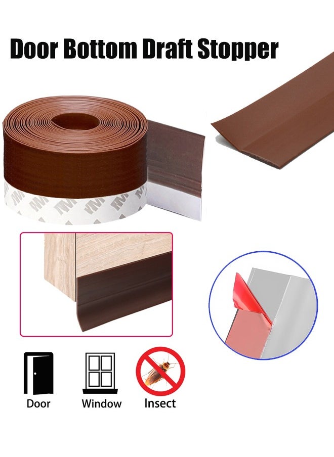 Generic Door Bottom Draft Stopper - Wind Dust Noise Weather Stripping Heat Seal Strip - 100cm Length - Indoor and Outdoor Use - Heat and Sound Insulation - Insect Barrier Door Draft Stopper Door Sweep for Exterior Interior Doors Soft and Hard Composite Sealing Strip Under Blocker Insulator Weather Stripping  - Image 1