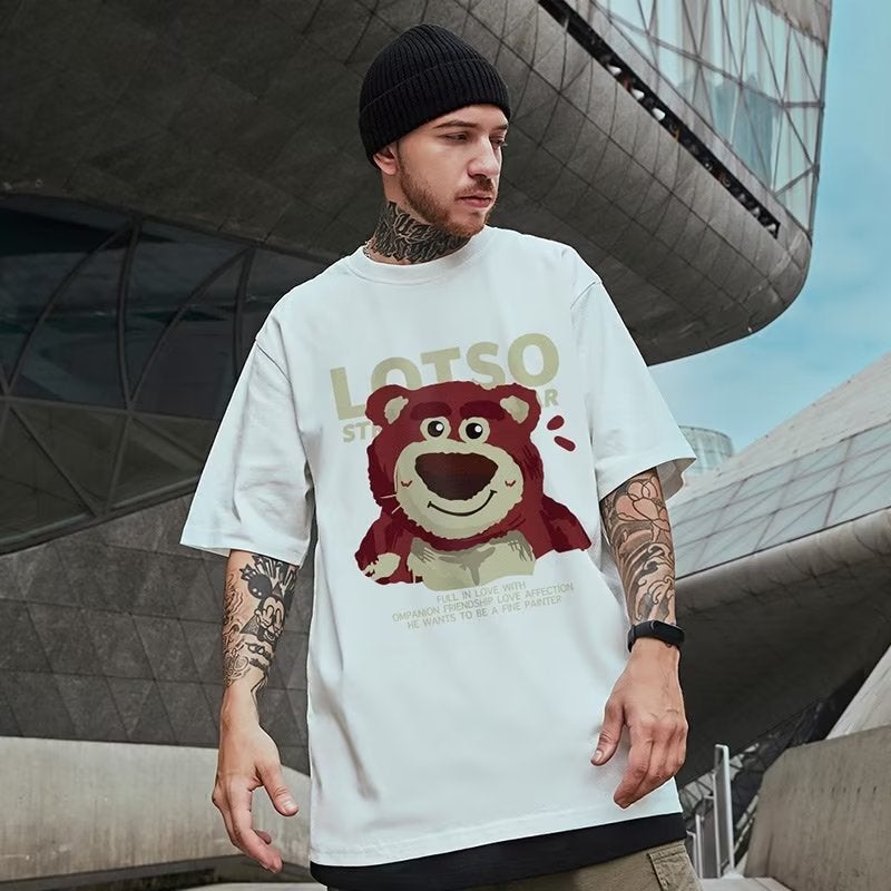 Trendy Plus Size Short-Sleeved T-Shirt Men'S Summer American Loose Sports Hip-Hop Hong Kong Style Cotton T-Shirt For Boys - Image 1