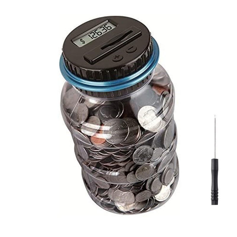 Winnsty Coin Piggy Bank Saving Jar, Winnsty Digital Coin Counter with LCD Display Large Capacity Money Saving Box for All US Coins (Blue) - Image 1