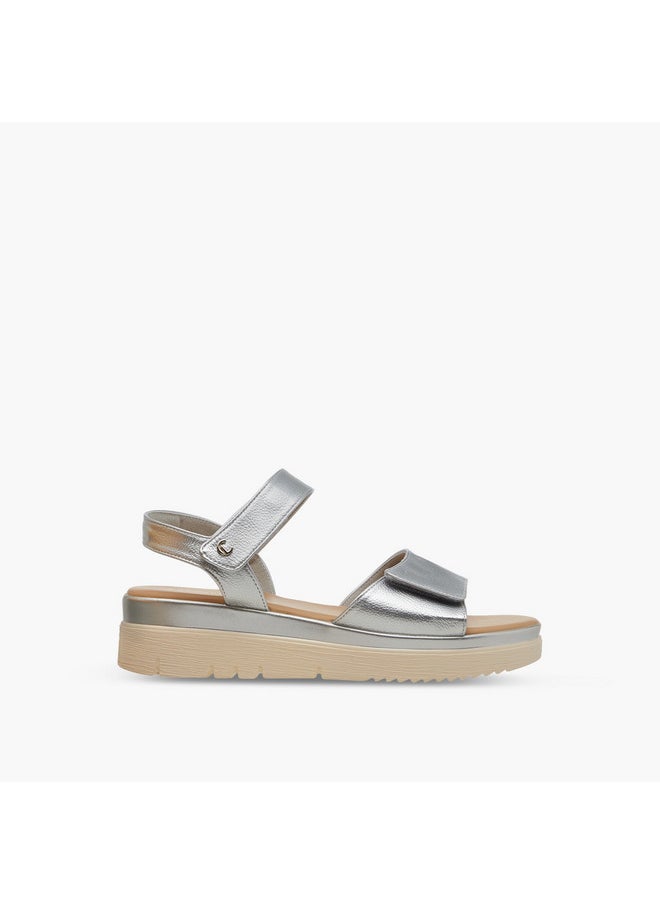 Le Confort - Women's Solid Strap Sandals with Platform Heels and Hook and Loop Closure - Image 1