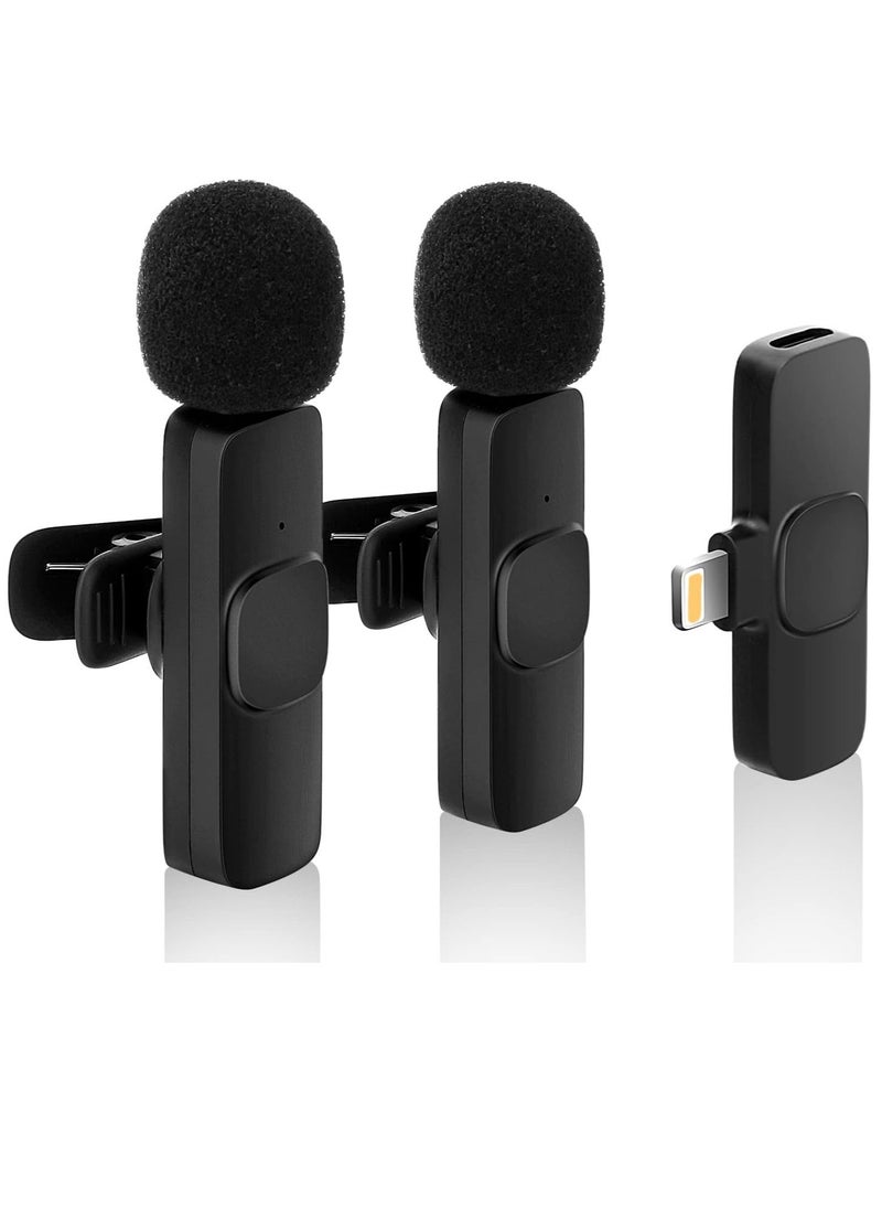 JAJEEK Wireless Lavalier Microphone for iPhone 7 8 X XR XS 11 12 13 14 Max Pro SE - 2.4GHz Plug&Play Lapel Mic with Clip for Video Recording YouTube Tiktok Facebook Live Stream Vlogging | Black - Image 1