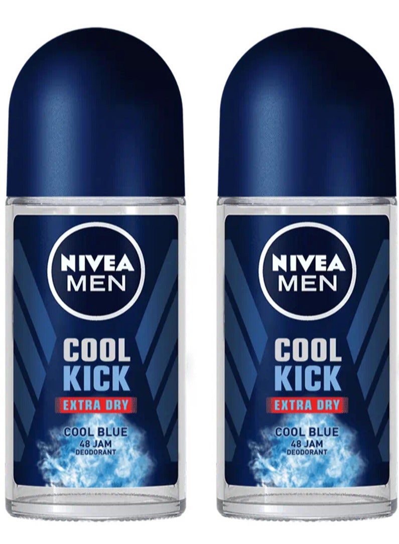 Nivea Pack Of 2 Nivea Cool Kick Extra Dry Cool Blue 50 Ml - Image 1
