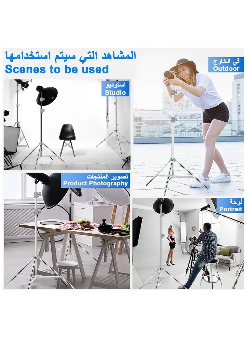 Arabest Photography Light Tripod Stand 280cm Adjustable Heavy Duty Stainless Steel Reflector Holder Max Load 10kg, Foldable Telescopic Video Studio Lighting Floor Tripod Stand for Softbox Umbrella Backgrounds - Image 5