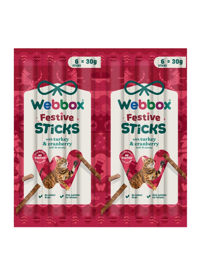 Webbox Festive - Cat Tasty Sticks Turkey  And Cranberry 6 Pieces - Image 1