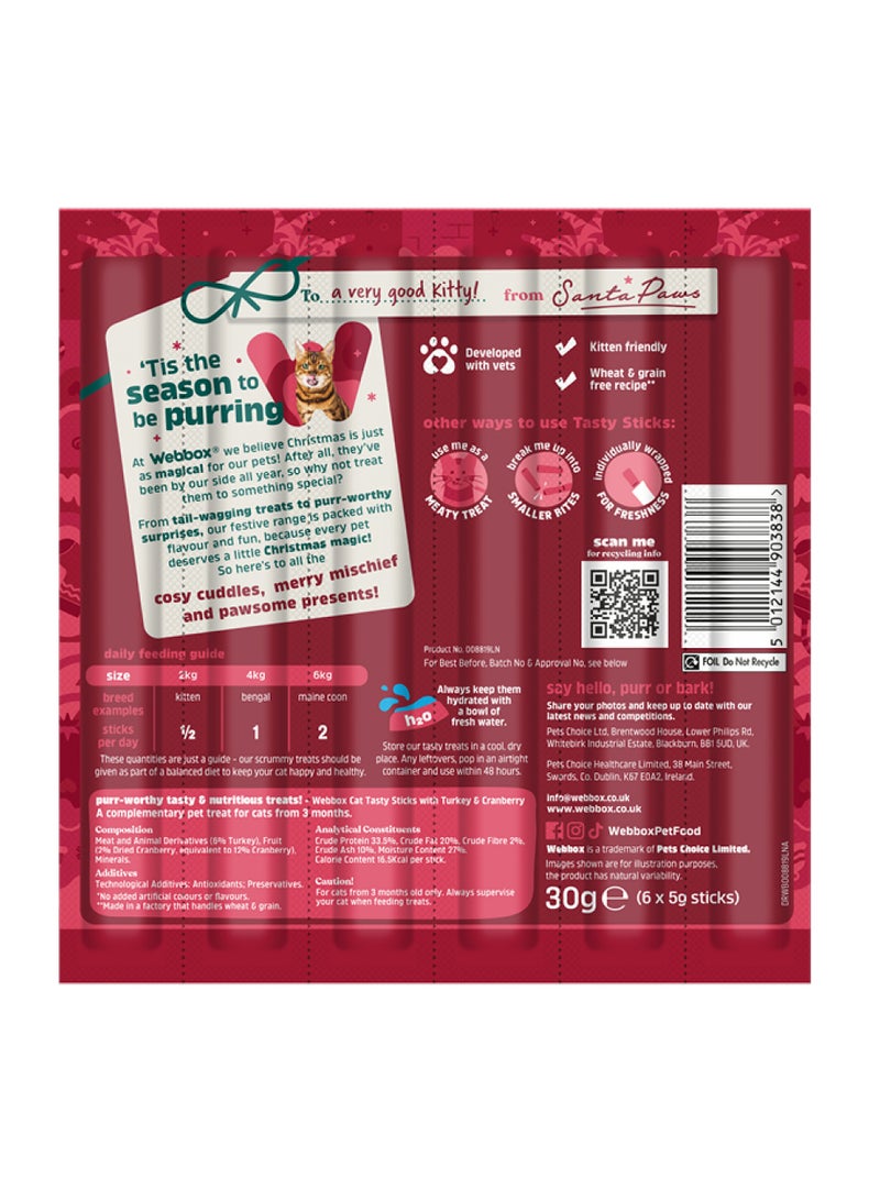 Webbox Festive - Cat Tasty Sticks Turkey  And Cranberry 6 Pieces - Image 2