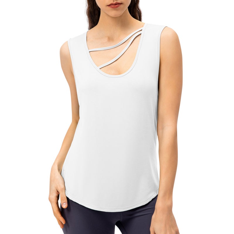 Women Sport Tank Tops Sleeveless Quick Drying Two Ways Loose Running T-shirt - Image 1