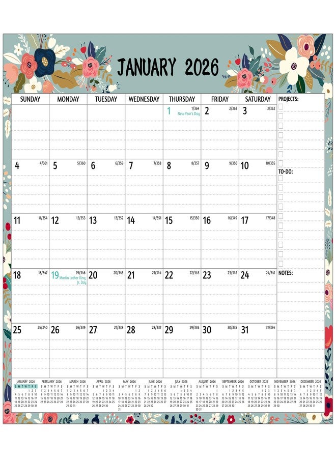 BowCuk 2026-2027 Magnetic Calendar for Refrigerator - 18 Monthly Calendar from Jan 2026 - Jun 2027, 13 x 11.3 In, Magnetic Fridge Calendar 2026 with Strong Magnets, Thick Paper, Ample Writing Space, Flowers - Image 1