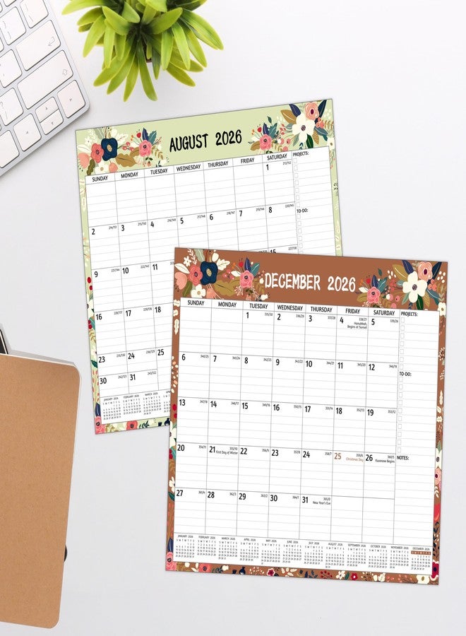 BowCuk 2026-2027 Magnetic Calendar for Refrigerator - 18 Monthly Calendar from Jan 2026 - Jun 2027, 13 x 11.3 In, Magnetic Fridge Calendar 2026 with Strong Magnets, Thick Paper, Ample Writing Space, Flowers - Image 2
