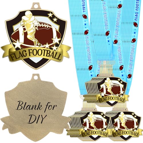 Loetere 122436 Pcs 256 Award Medals Bulk with Neck Ribbon Sport Winner Medal Trophy for Team Tournaments Prize Gift Participation Competition Party Favor36 PcsFlag Football - Image 1