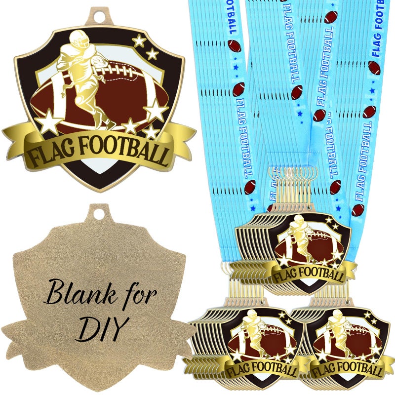 Loetere 122436 Pcs 256 Award Medals Bulk with Neck Ribbon Sport Winner Medal Trophy for Team Tournaments Prize Gift Participation Competition Party Favor36 PcsFlag Football - Image 2