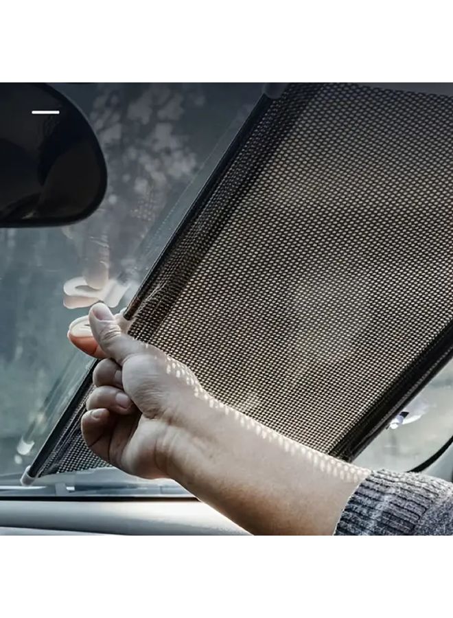 Black Polka Dot Car Side Window Sunshade 2 Pack Retractable PVC Roll Up Panel UV Heat Protection - Image 1