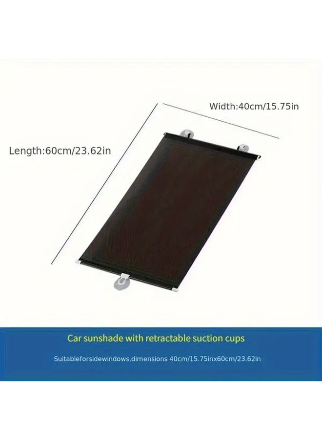 Black Polka Dot Car Side Window Sunshade 2 Pack Retractable PVC Roll Up Panel UV Heat Protection - Image 2
