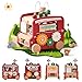 Etucdose Wooden Activity Cube 8in1 Montessori Toys Multifunctional Early Educational Learning Toys Wooden Toy for Baby Shape Sorter Xylophone Animal Travel Bus Boy Girl Birthday GiftRed Bus - Image 2