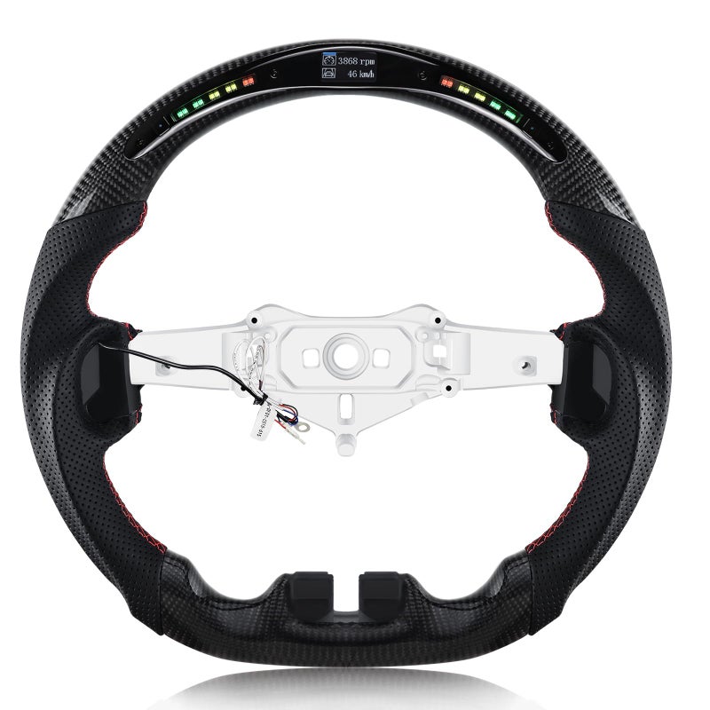 VOONKE Real Carbon Fiber Steering Wheel For Jeep Wrangler Dshaped With LED Shift Nappa Perforated Leather Flatbottom Steering Wheel For Jeep Wrangler JK 2DoorJKU 4Door 20112017