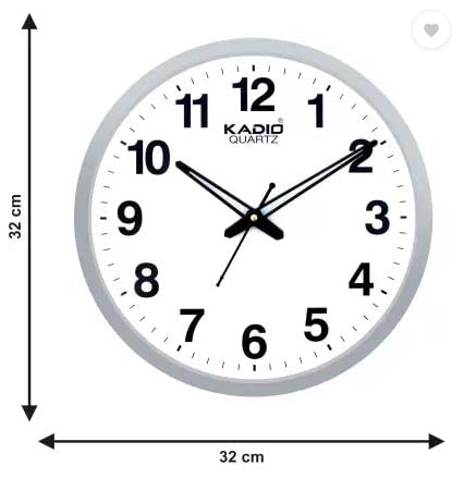 Kadio Analog 32 cm X 32 cm Wall Clock (White, with Glass, Standard) - Image 4