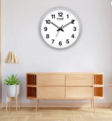 Kadio Analog 32 cm X 32 cm Wall Clock (White, with Glass, Standard) - Image 5