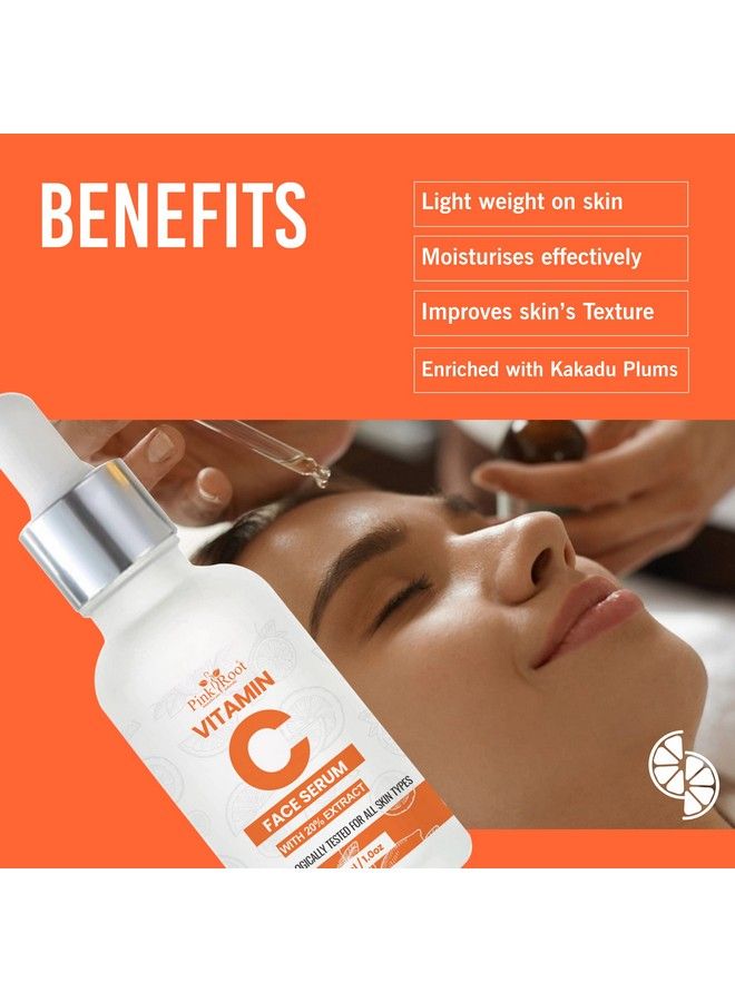 Pink Root Vitamin C Serum For Face With 20% Extract Dermatologically Tested For All Skin Types (Vitamin C 30Ml)  - Image 3