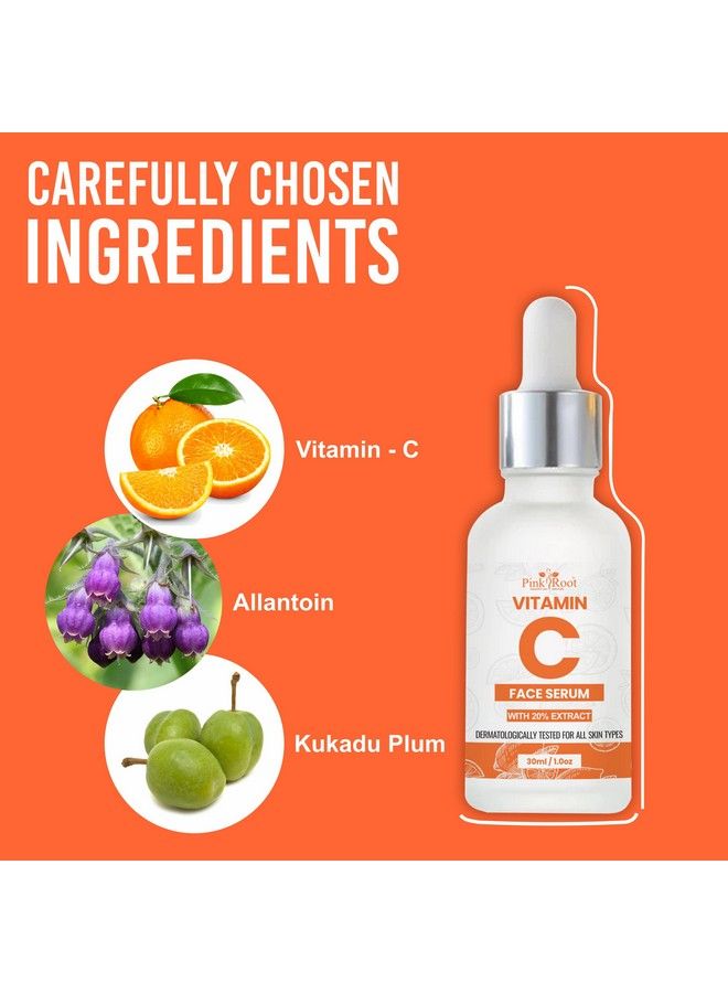 Pink Root Vitamin C Serum For Face With 20% Extract Dermatologically Tested For All Skin Types (Vitamin C 30Ml)  - Image 5