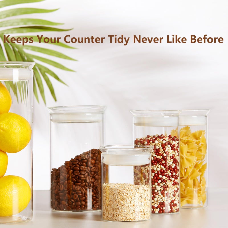 ZENS 15oz Glass Food Storage Jars Set of 3, Clear Glass Canisters with Airtight Lids, Small Container Spice Jars for Kitchen Herbs, Sugar, Blooming Tea, Candy - Image 5