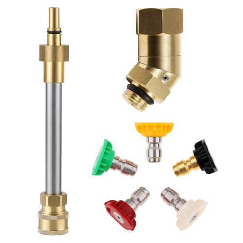 JPT Pressure Washer Accessory Combo Pack | 45° Adjustable Swivel Coupler (360° Rotation) | Bosch Adapter (1/4-Inch Quick Connect) | 5-Piece Universal Nozzle Tip Set (0°–65° Spray Patterns) - Image 1