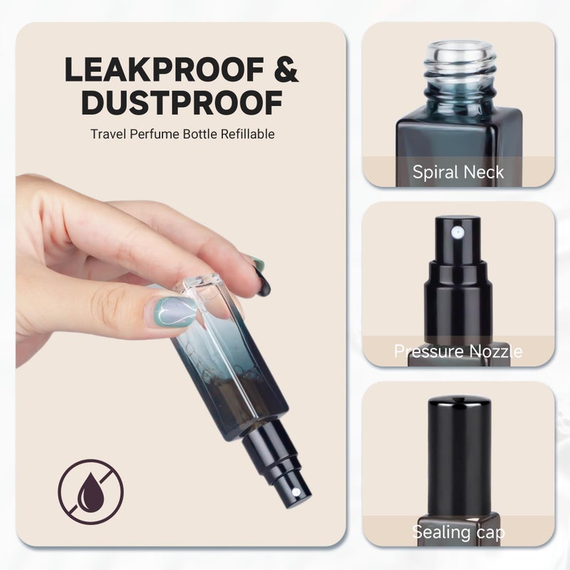 ZIZEMOJA Perfume Refill Bottle, Mini Leak-proof Portable Perfume Travel Refillable Dispenser, 3pcs 10ml Empty Atomizer Sprayer, Pocket Glass Bottle with Funnel and Pipette for Cologne (Gradientblue Black) - Image 3