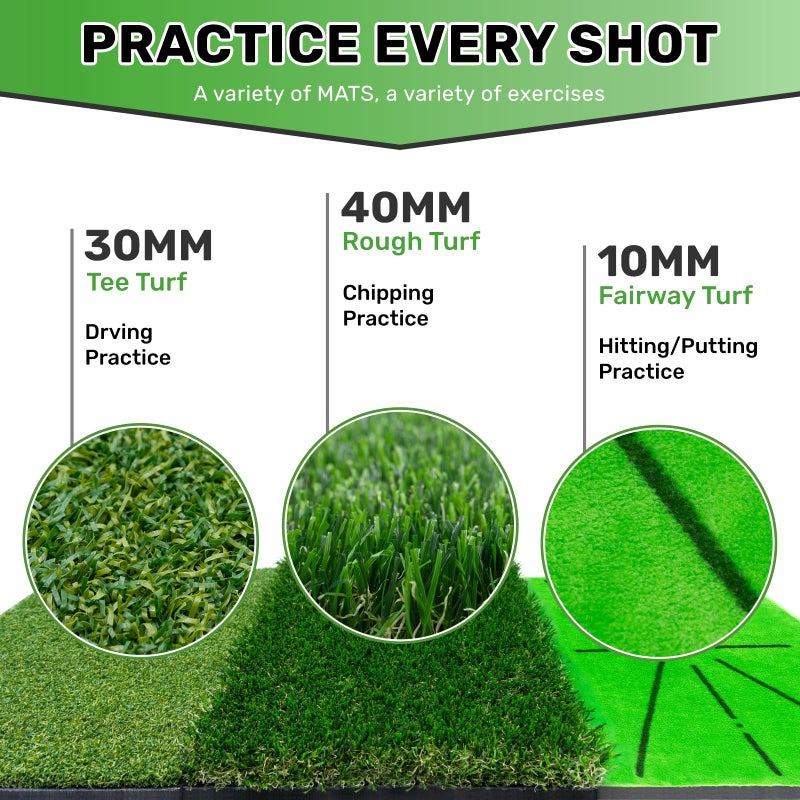LYDARZ Golf Hitting Mats Training Equipment, Golf Practice Mat with Instant Swing Path Feedback, 3 Replaceable Golf Training Mats with No-Slip Heavy Duty Rubber Base - Image 3