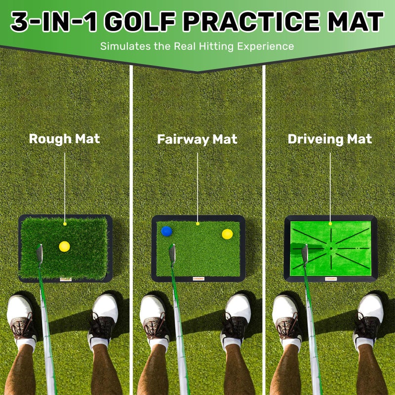 LYDARZ Golf Hitting Mats Training Equipment, Golf Practice Mat with Instant Swing Path Feedback, 3 Replaceable Golf Training Mats with No-Slip Heavy Duty Rubber Base - Image 5
