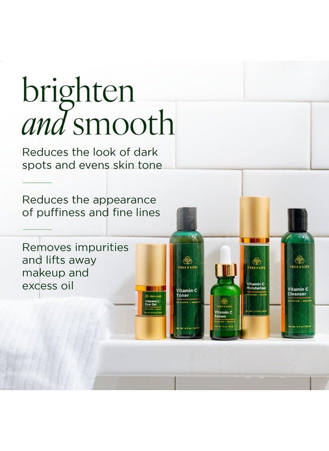 Tree of Life Beauty Tree Of Life Vitamin C Brightening Complete 5Pack: Serum (1 Oz) Moisturizer Cream (1.7 Oz) Eye Gel (0.5 Oz) Toner (4 Oz) Cleanser (4 Oz) Renewing For Face Clean Dermatologisttested Skin Care  - Image 3