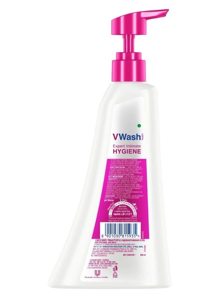 VWash Plus Expert Intimate Hygiene Wash, 350 ml, Prevents Itching, irritation & dryness, No Paraben & SLS, Suitable For All Skin Types, For Daily Use - Image 2