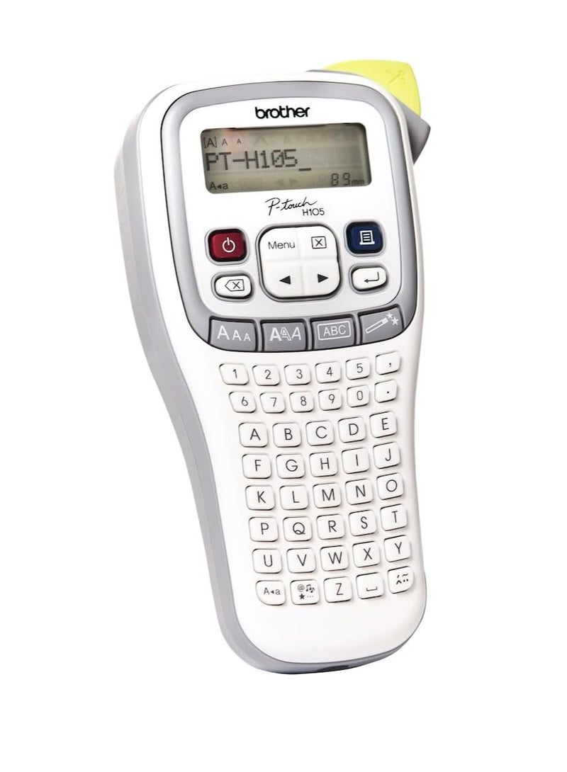 brother P-touch H105 Handheld Label Maker, Portable Label Printer for TZe Tapes 3.5-12mm, 20mm/sec Print Speed, 2-Line Printing, 177 Symbols, Home & Office Use, Grey - Image 2
