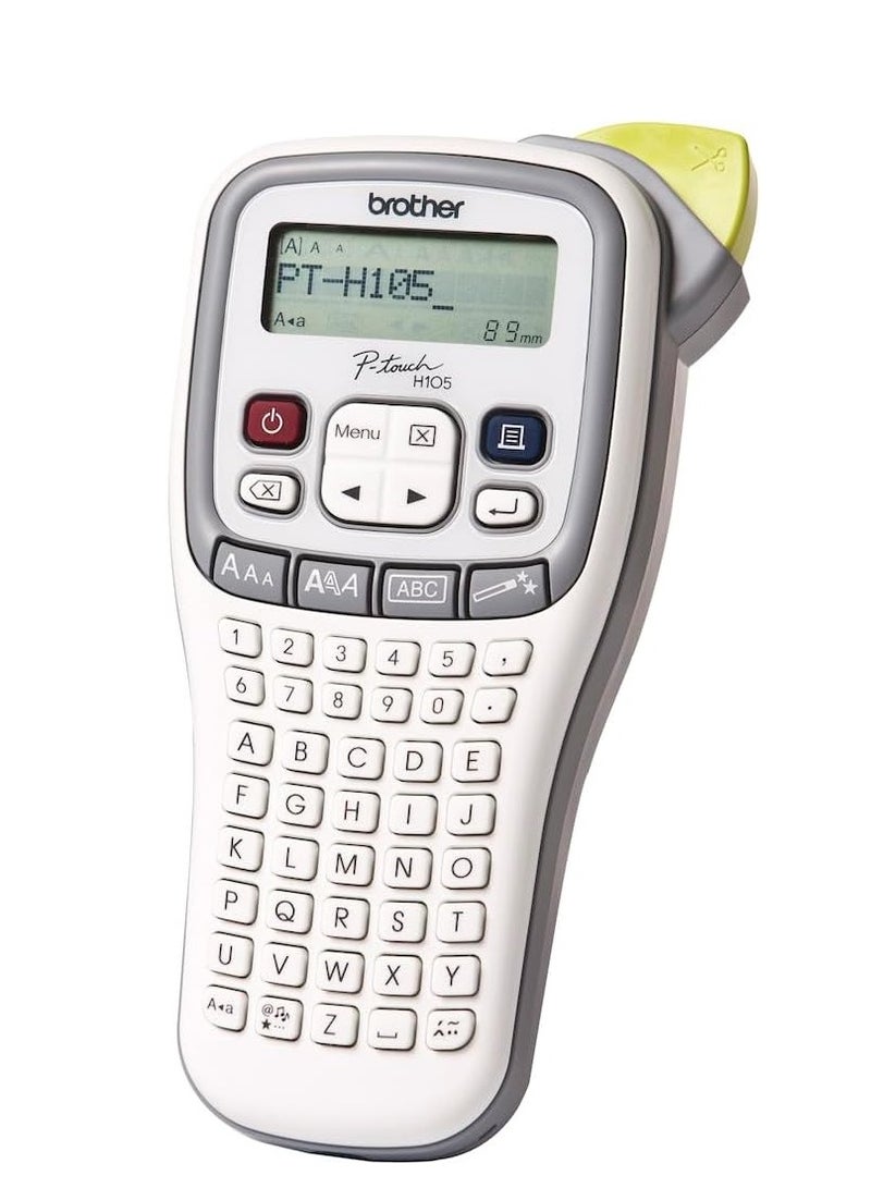 brother P-touch H105 Handheld Label Maker, Portable Label Printer for TZe Tapes 3.5-12mm, 20mm/sec Print Speed, 2-Line Printing, 177 Symbols, Home & Office Use, Grey - Image 3