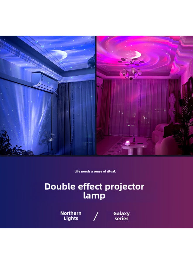 Dedicated To Dual-effect UFO Projection Lamp Bluetooth Northern Lights Galaxy 2-in -1 Switching Star Projector Atmosphere-Power Supply:4W-Light Color:Star Disk USB Bluetooth White