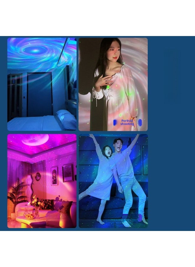 Dedicated To Dual-effect UFO Projection Lamp Bluetooth Northern Lights Galaxy 2-in -1 Switching Star Projector Atmosphere-Power Supply:4W-Light Color:Star Disk USB Bluetooth White