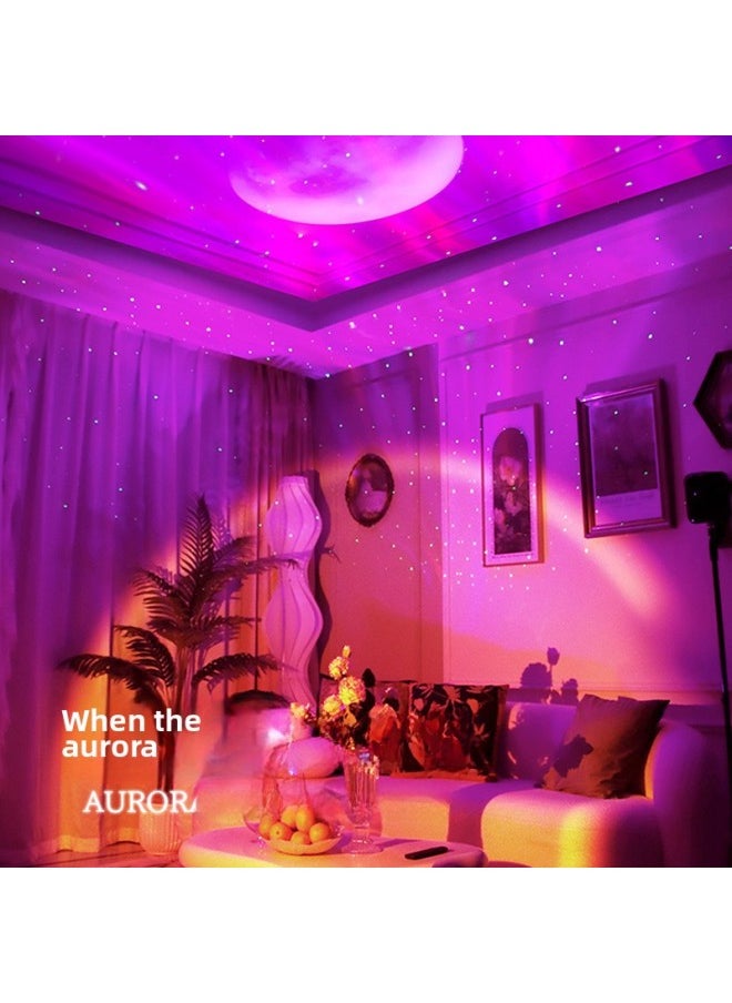 Dedicated To Dual-effect UFO Projection Lamp Bluetooth Northern Lights Galaxy 2-in -1 Switching Star Projector Atmosphere-Power Supply:4W-Light Color:Star Disk USB Bluetooth White