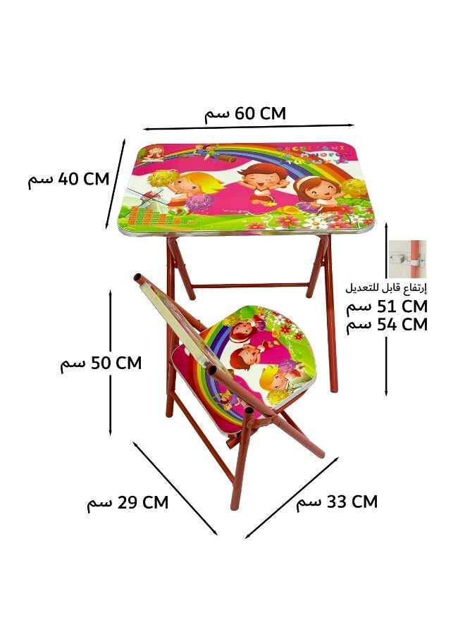 Funz Foldable Study Table and Chair Set for Kids Wood & Metal Frame Learning Desk for Boys & Girls Printed Study Desk For Kids 3-10 Years - Image 4