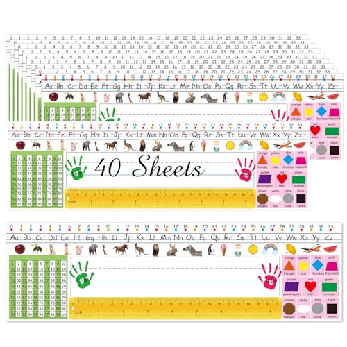 starboling Desk Nameplates,40pcs Name Tags for Classroom,Waterproof Multipurpose Manuscript Students Name Plates for desks Classroom with Multiplication,Fractions and Percentages Table(Animal Style) - Image 1