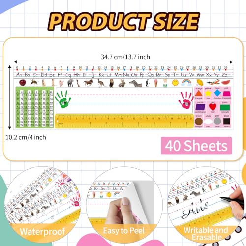 starboling Desk Nameplates,40pcs Name Tags for Classroom,Waterproof Multipurpose Manuscript Students Name Plates for desks Classroom with Multiplication,Fractions and Percentages Table(Animal Style) - Image 2