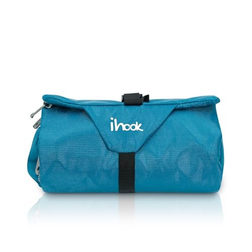 ihook Travel Toiletry Foldable Pouch/Bag with Hanging Hook for Men & Women– Compact Waterproof Organizer for Toiletries,Shaving Kit,Cosmetics,Travel Accessories,Essentials & Personal Care Items (Blue) - Image 1