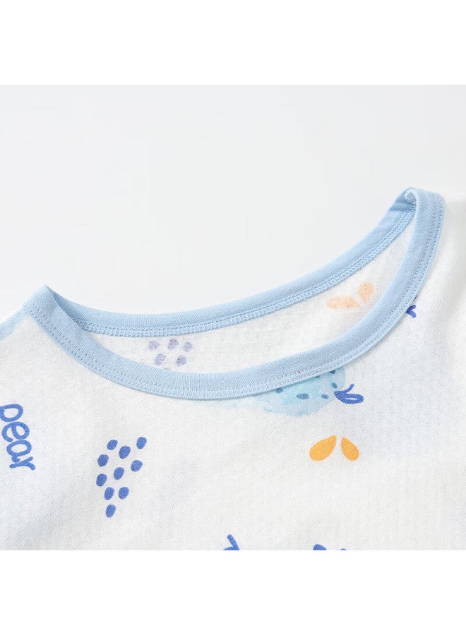 Hodo Children's Pajamas Boys And Girls Spring Summer Thin Pure Cotton Homewear Set Long Sleeve Pants Air Conditioning Clothes J3129 Light Blue 150 - Image 4