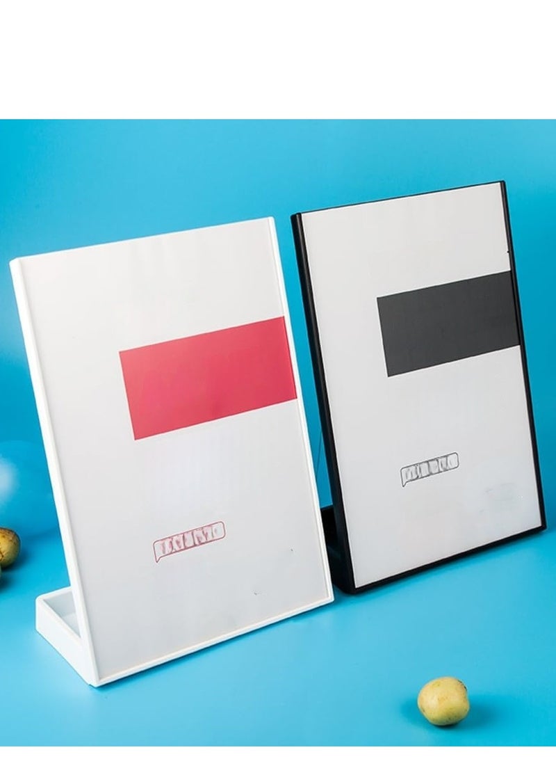 Eckek  ABS Plastic Sign Holder, Menu Displays L Shape Sign Stand with Business Card Holder, Plastic Display Stand for Ads, Menu, Photos, Business Card - Image 3