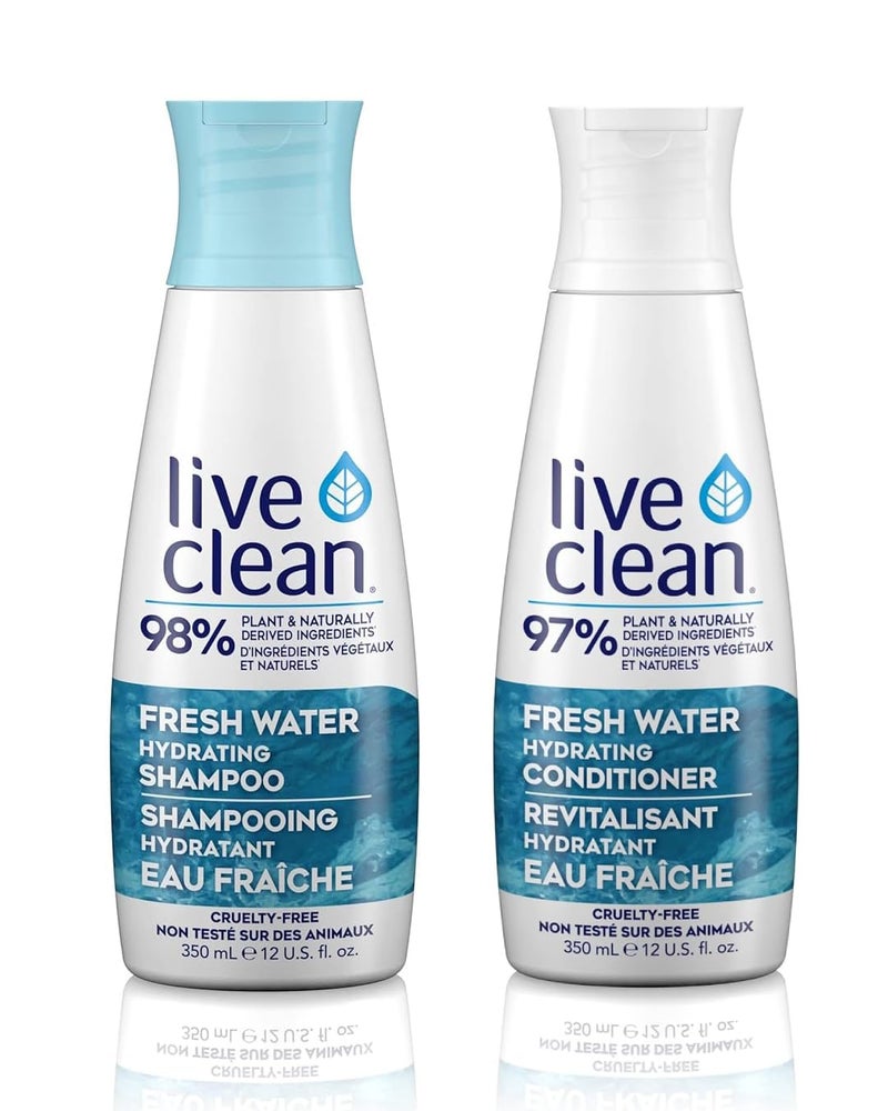 Live Clean Fresh Water Hydrating Shampoo and Conditioner Bundle With Rosemary Leaf Extract, Vitamin E and Lavender Extract, 12 fl. oz. Each - Image 1